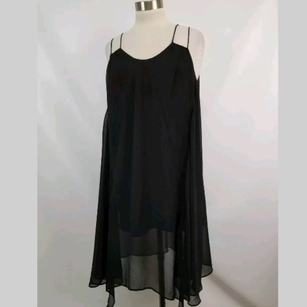Finders Australia Black Sheer Chiffon Asymmetric T